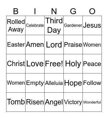 Resurrection Bingo Card