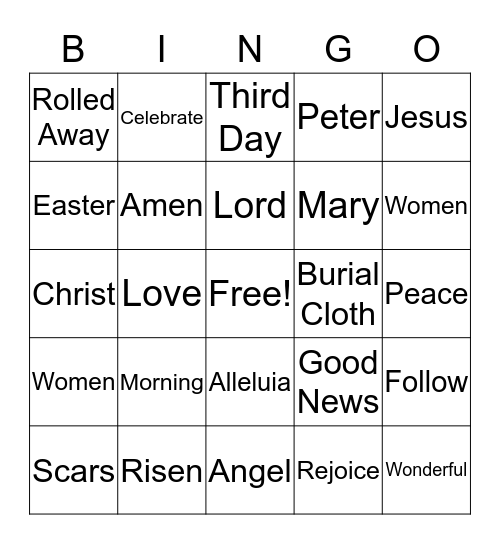 Resurrection Bingo Card