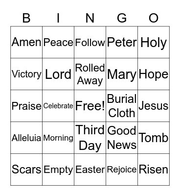 Resurrection Bingo Card
