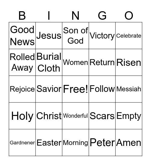 Resurrection Bingo Card
