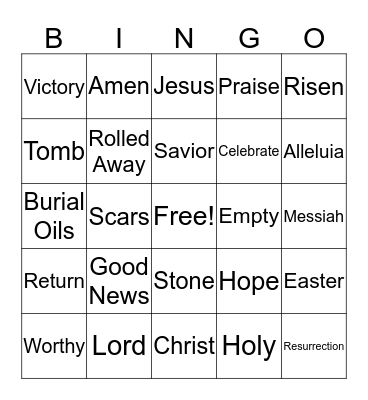 Resurrection Bingo Card