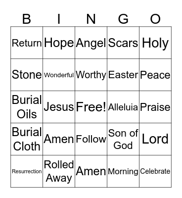 Resurrection Bingo Card