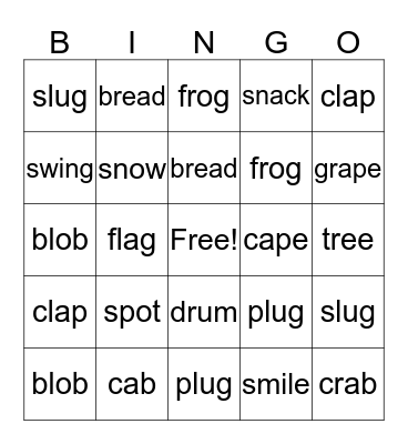Phonics  Bingo Card