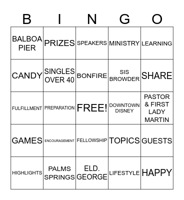 SINGLE BINGO Card