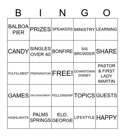 SINGLE BINGO Card