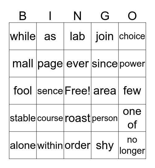 Bingo！Go! Bingo Card