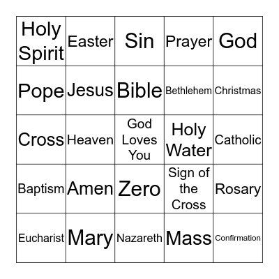 Bingo - Faith Formation Grade 3 Bingo Card