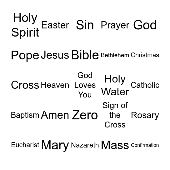 Bingo - Faith Formation Grade 3 Bingo Card