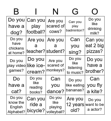 ASK EVERYBODY! Bingo Card