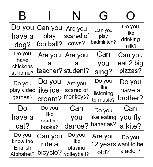 ASK EVERYBODY! Bingo Card