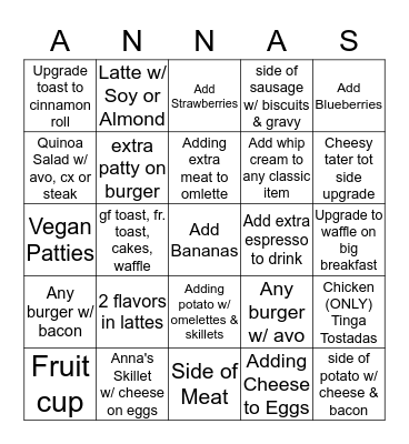 Easter UPselling Bingo Card