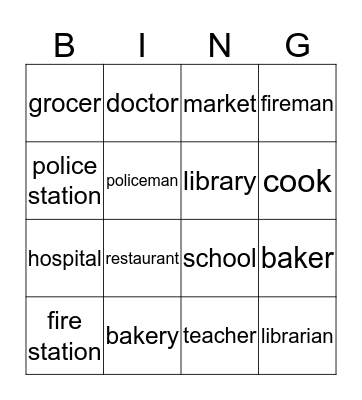 My town Bingo! Bingo Card