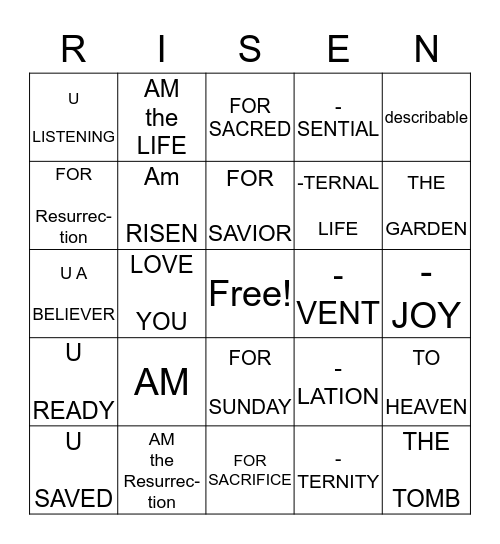Easter Bingo Card
