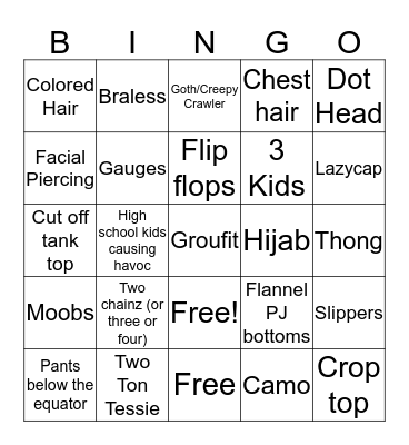 Walmartian Bingo Card