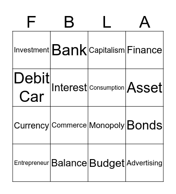 American Enterprise FBLA Bingo Card