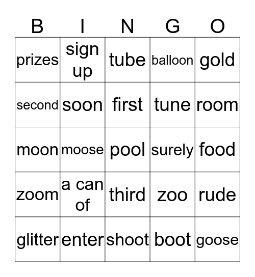 Wordlist 6 Bingo Card