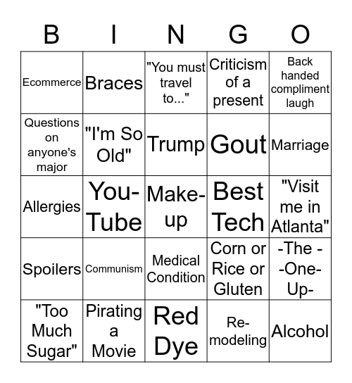 Family Bingo Card