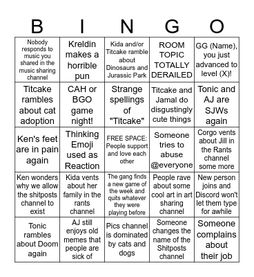 Heaven's Reign Bingo Card