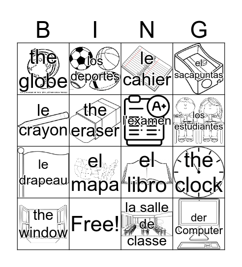 Language Bingo Card