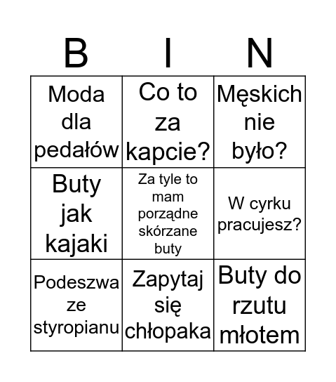 Janusz #modameska Bingo Card
