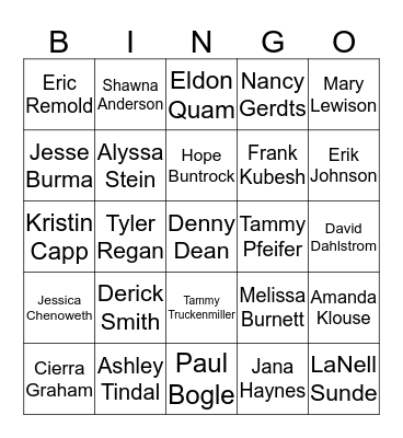 Admin Holiday Party Bingo Card