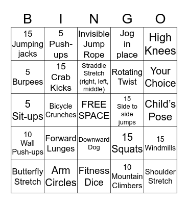 FITNESS BINGO Card