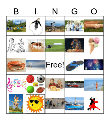 Summer words Bingo Card