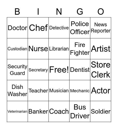 Career Bingo Card