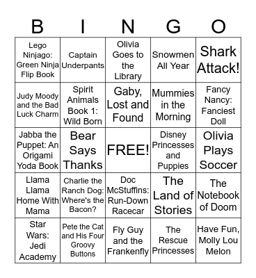 Book Fair Bingo Card