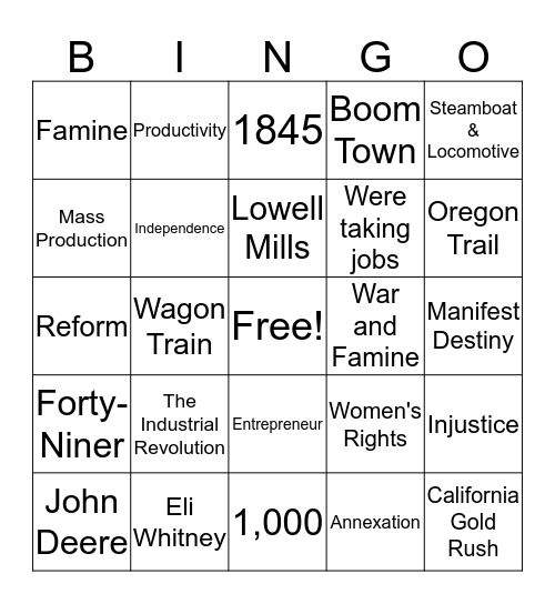 Chapter 11 Review Bingo Card