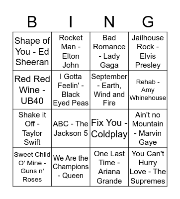 MUSIC BINGO Card