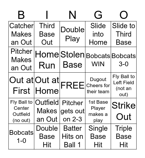 Bobcats Bingo Card