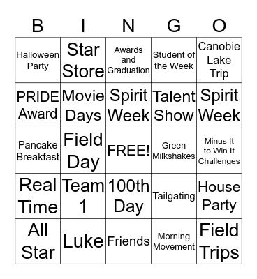 DEARBORN BINGO Card