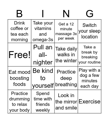 Science-Backed Ways to Overcome Depression Naturally Bingo Card