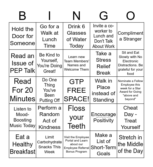 TEAM PAVILIONS - Win By Losing Challenge Bingo Card