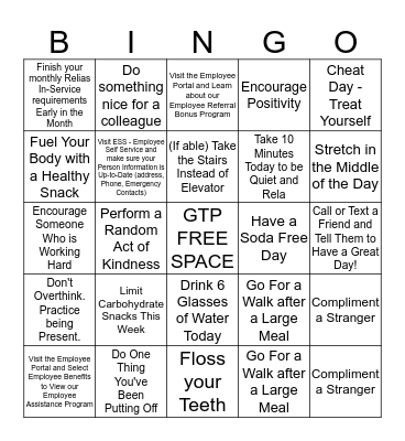 TEAM PAVILIONS - Win By Losing Challenge Bingo Card