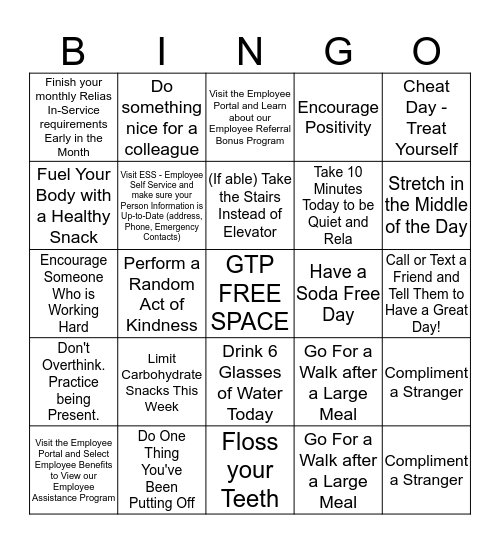 TEAM PAVILIONS - Win By Losing Challenge Bingo Card