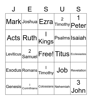 Bible Bingo Card