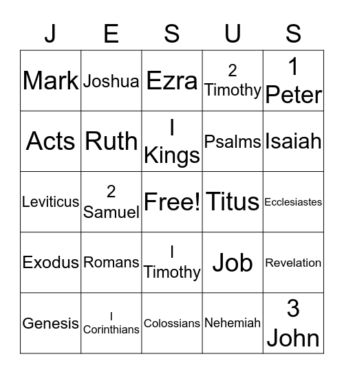 Bible Bingo Card