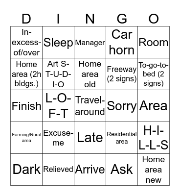 ASLII Weeks 9 and 10 (2) Bingo Card