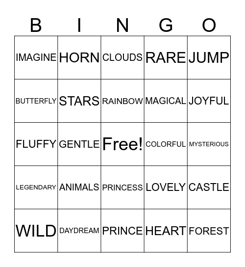 UNICORN BINGO Card