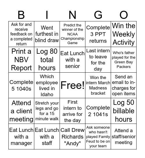 April 2nd - April 13th Bingo Card