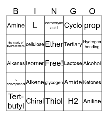 Organic Chemistry Bingo! Bingo Card