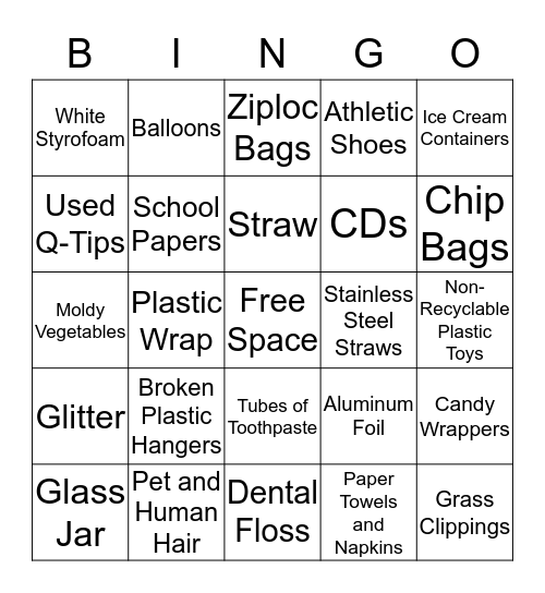 Sustainability Bingo Card