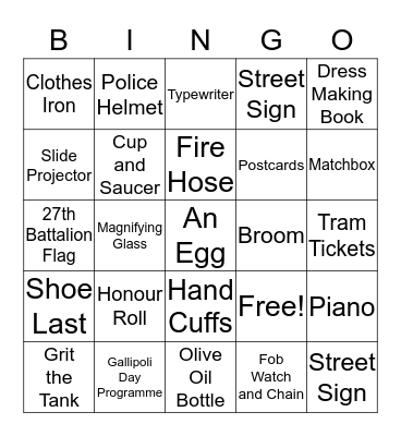 UNLEY MUSEUM Bingo Card