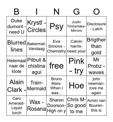 Disco Bingo Card