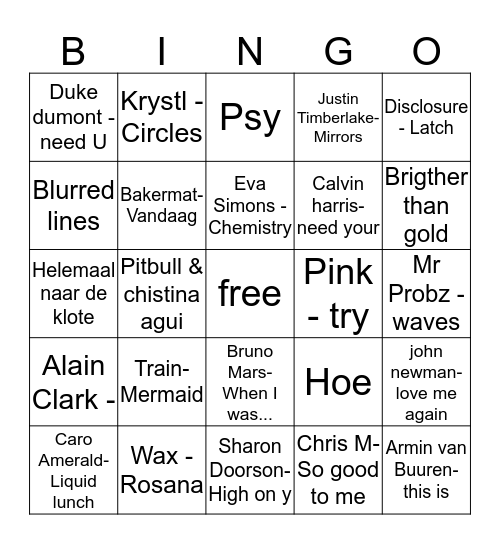 Disco Bingo Card
