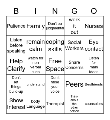 COMMUNICATION BINGO Card