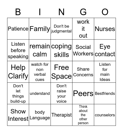 COMMUNICATION BINGO Card