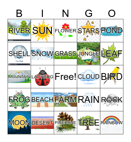 nature bingo cards set free